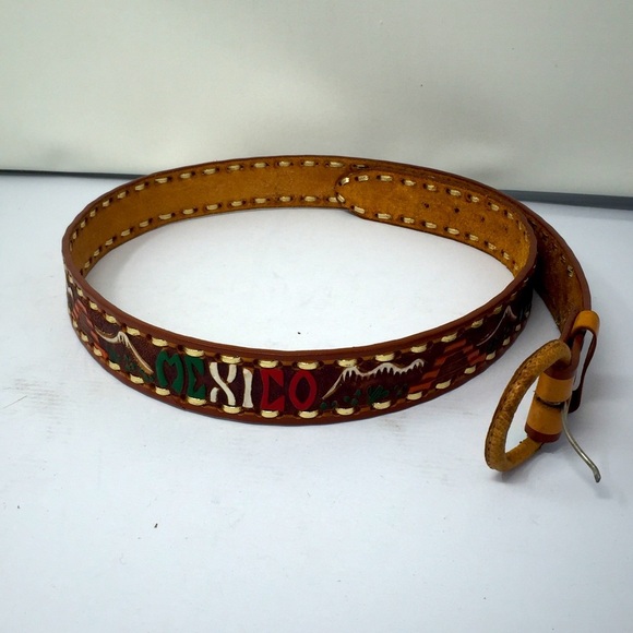 Hand Crafted Accessories - Mexican handmade leather embossed belt.